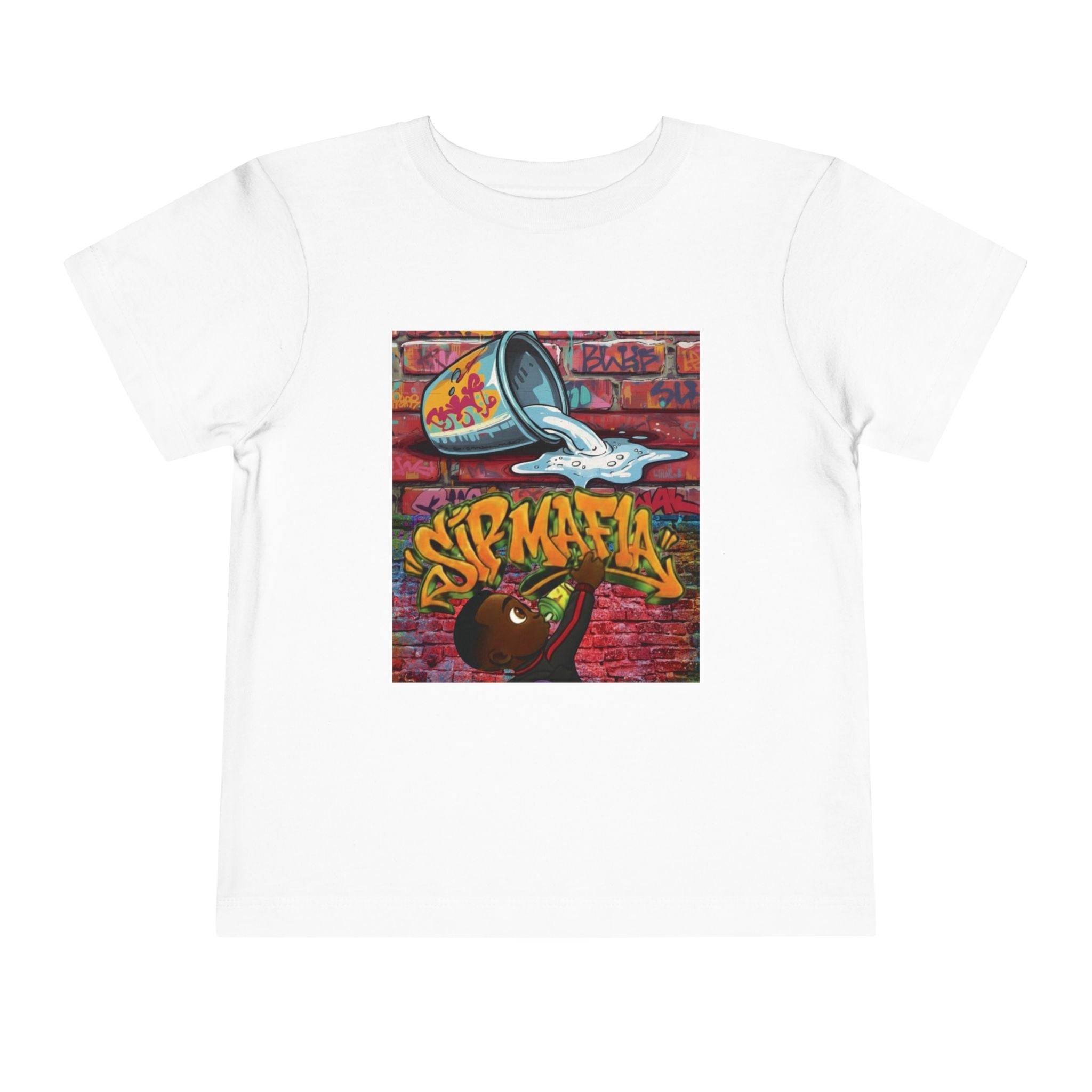 Toddler Sip Mafia Graphic Tee — Cute Kid Cartoon Milk Cup Shirt