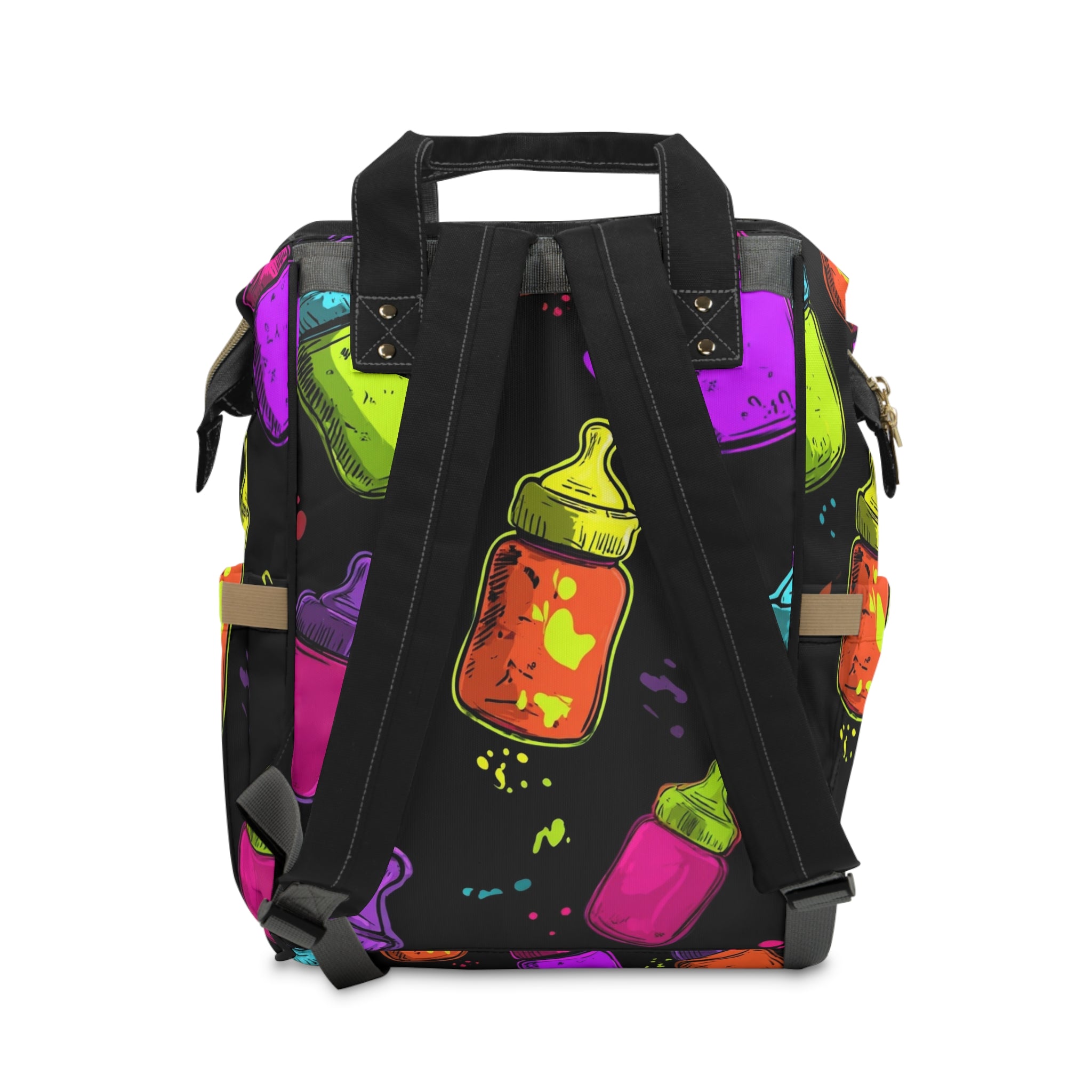 "Sip Mafia Co." Neon Baby Bottle Diaper Bag Backpack – Bold Mom Life Vibes_