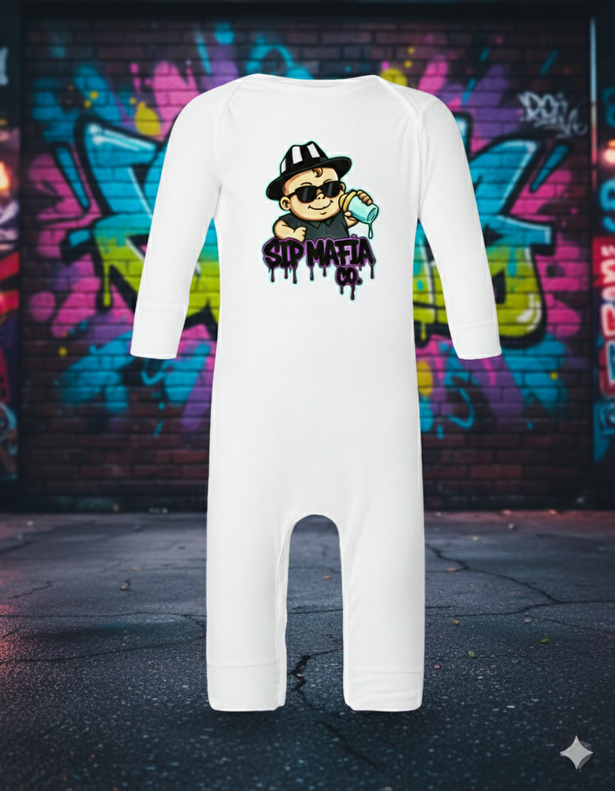 Sip Mafia Co. Baby Romper - Gangster Baby Bottle Onesie - Funny Hip.  Hop Infant Outfit